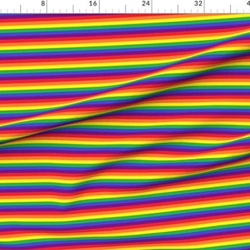 Spoonflower Fabric - Rainbow Pride Stripes LGBT Gay Flag Striped P...