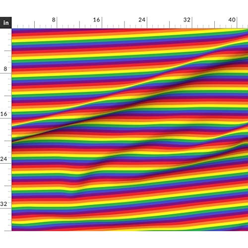 Spoonflower Fabric - Rainbow Pride Stripes LGBT Gay Flag Striped P...