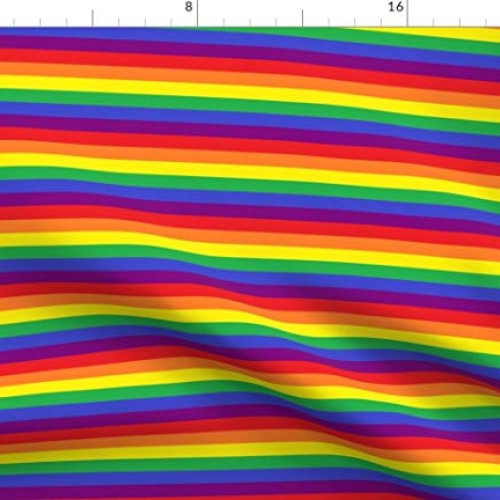 Spoonflower Fabric - Rainbow Pride Stripes LGBT Gay Flag Striped P...