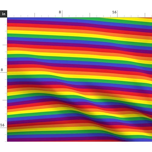 Spoonflower Fabric - Rainbow Pride Stripes LGBT Gay Flag Striped P...