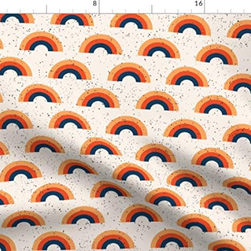 Spoonflower Fabric - Rainbow Vintage Retro Scandinavian Mid Centur...
