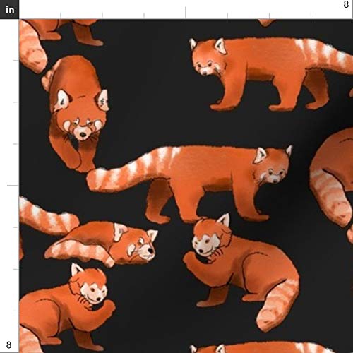 Spoonflower Fabric - Red Panda Charcoal Planet Earth Zoo Animal As...