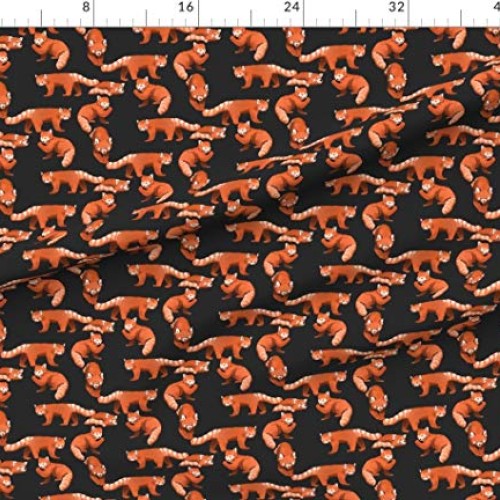 Spoonflower Fabric - Red Panda Charcoal Planet Earth Zoo Animal As...