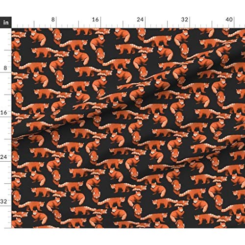 Spoonflower Fabric - Red Panda Charcoal Planet Earth Zoo Animal As...