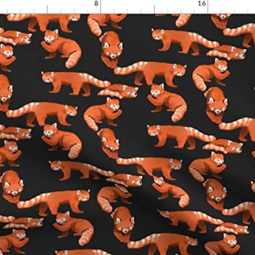 Spoonflower Fabric - Red Panda Charcoal Planet Earth Zoo Animal As...