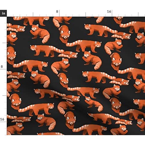 Spoonflower Fabric - Red Panda Charcoal Planet Earth Zoo Animal As...