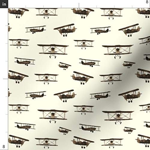 Spoonflower Fabric - Retro Airplanes Airplane Pilot Watercolor Vin...