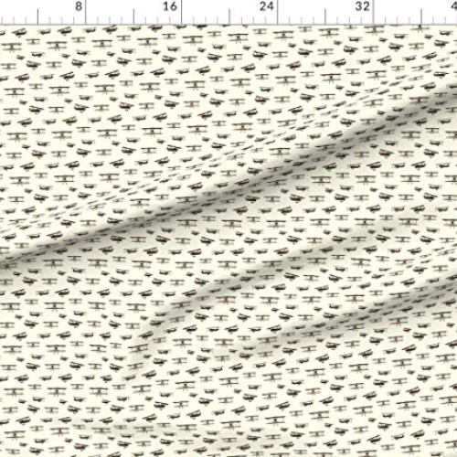 Spoonflower Fabric - Retro Airplanes Airplane Pilot Watercolor Vin...