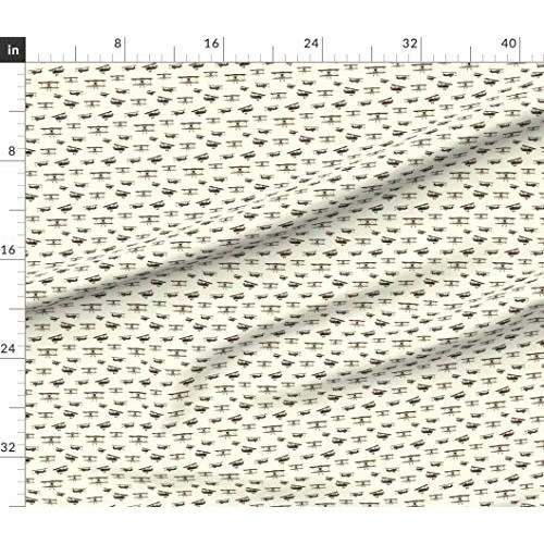 Spoonflower Fabric - Retro Airplanes Airplane Pilot Watercolor Vin...