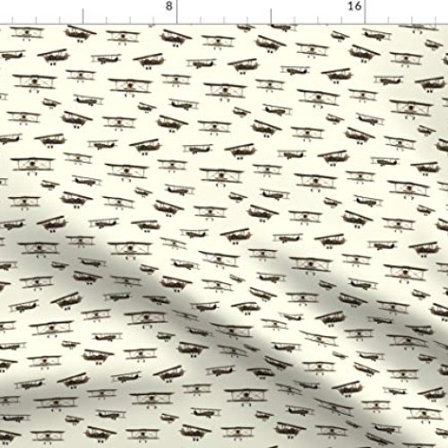 Spoonflower Fabric - Retro Airplanes Airplane Pilot Watercolor Vin...