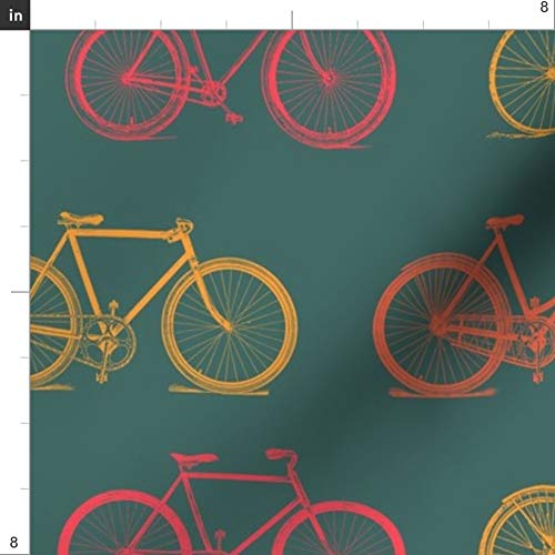 Spoonflower Fabric - Retro Antique Bicycles Large Bike Bicycle Pat...