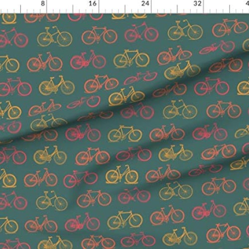 Spoonflower Fabric - Retro Antique Bicycles Large Bike Bicycle Pat...