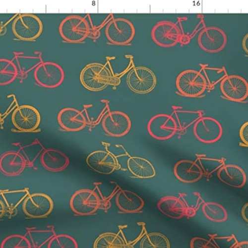 Spoonflower Fabric - Retro Antique Bicycles Large Bike Bicycle Pat...