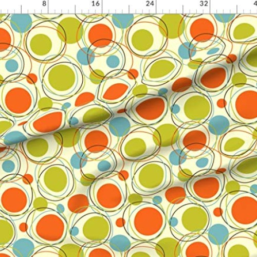 Spoonflower Fabric - Retro Hip Happy Vintage Stripes Dots Circle P...