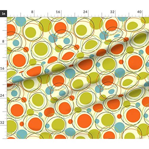 Spoonflower Fabric - Retro Hip Happy Vintage Stripes Dots Circle P...