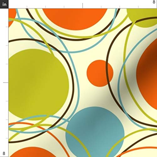 Spoonflower Fabric - Retro Hip Happy Vintage Stripes Dots Circle P...