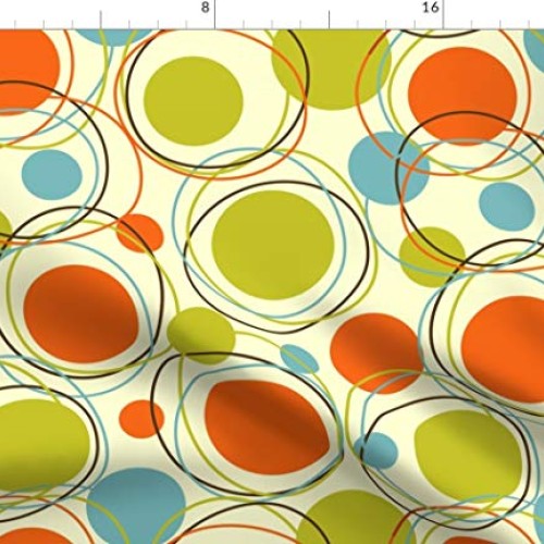 Spoonflower Fabric - Retro Hip Happy Vintage Stripes Dots Circle P...