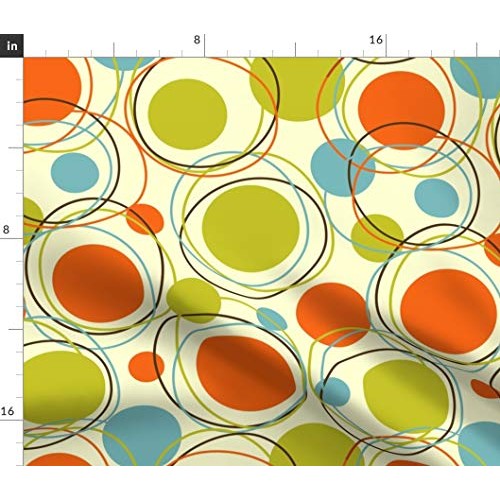 Spoonflower Fabric - Retro Hip Happy Vintage Stripes Dots Circle P...