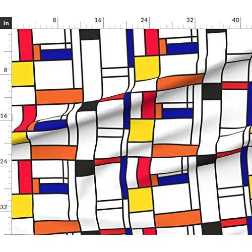 Spoonflower Fabric - Retro Mod Color Blocking Line Pattern Geometr...