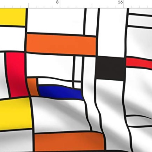 Spoonflower Fabric - Retro Mod Color Blocking Line Pattern Geometr...