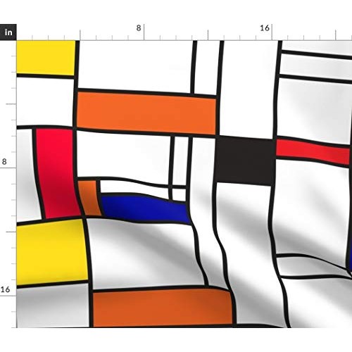 Spoonflower Fabric - Retro Mod Color Blocking Line Pattern Geometr...