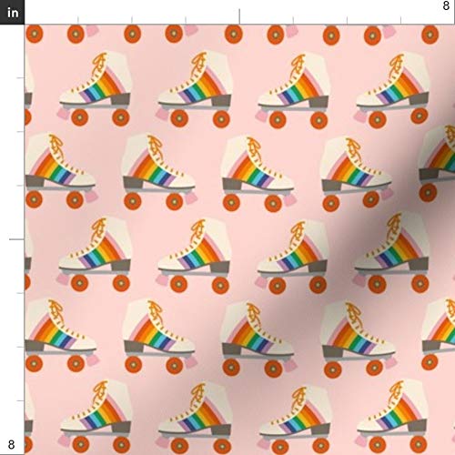 Spoonflower Fabric - Retro Roller Skates Skate Skating Rainbow 198...