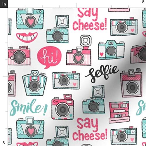Spoonflower Fabric - Retro Smile Typography Photography Camera Lov...