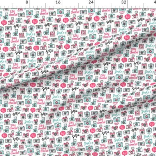 Spoonflower Fabric - Retro Smile Typography Photography Camera Lov...