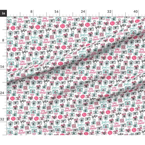 Spoonflower Fabric - Retro Smile Typography Photography Camera Lov...
