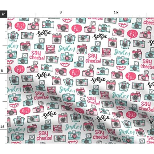 Spoonflower Fabric - Retro Smile Typography Photography Camera Lov...