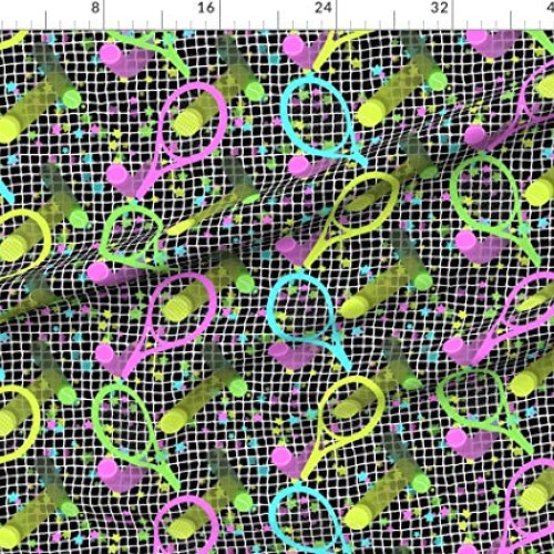 Spoonflower Fabric - Retro Tennis Stars Large Sports Play Printed ...