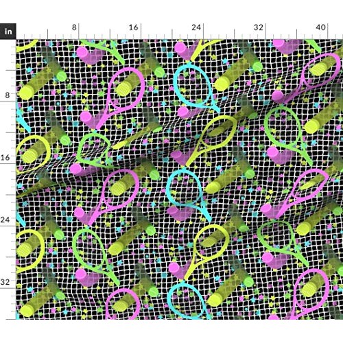 Spoonflower Fabric - Retro Tennis Stars Large Sports Play Printed ...
