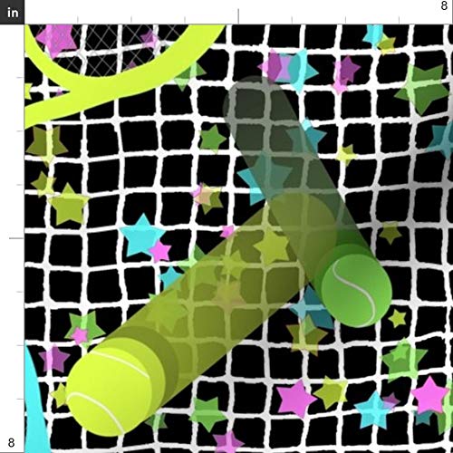 Spoonflower Fabric - Retro Tennis Stars Large Sports Play Printed ...
