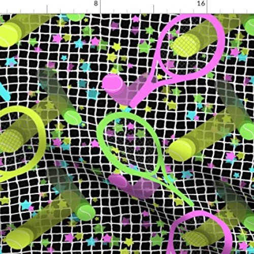 Spoonflower Fabric - Retro Tennis Stars Large Sports Play Printed ...