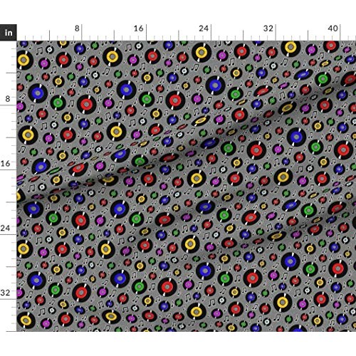 Spoonflower Fabric - Rock Roll Records Musical Notes Music Retro R...