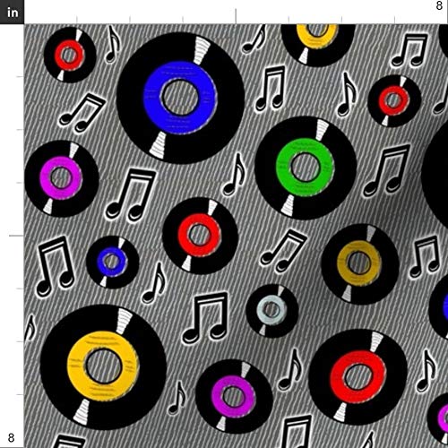 Spoonflower Fabric - Rock Roll Records Musical Notes Music Retro R...
