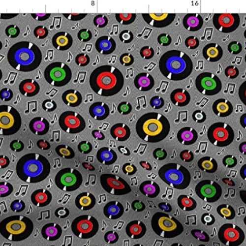 Spoonflower Fabric - Rock Roll Records Musical Notes Music Retro R...
