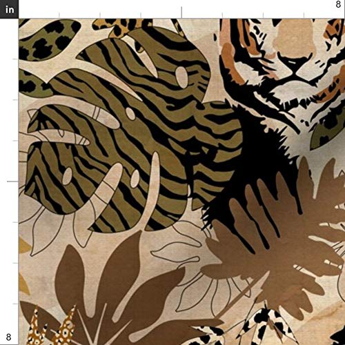 Spoonflower Fabric - Safari Camouflage Tiger Gold Africa Wild Zebr...