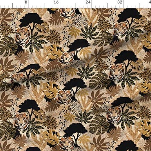 Spoonflower Fabric - Safari Camouflage Tiger Gold Africa Wild Zebr...