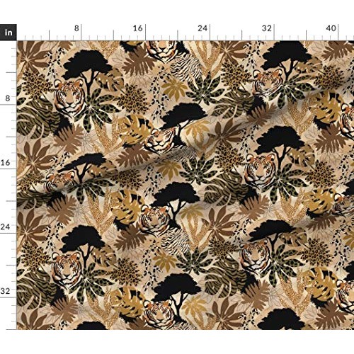 Spoonflower Fabric - Safari Camouflage Tiger Gold Africa Wild Zebr...