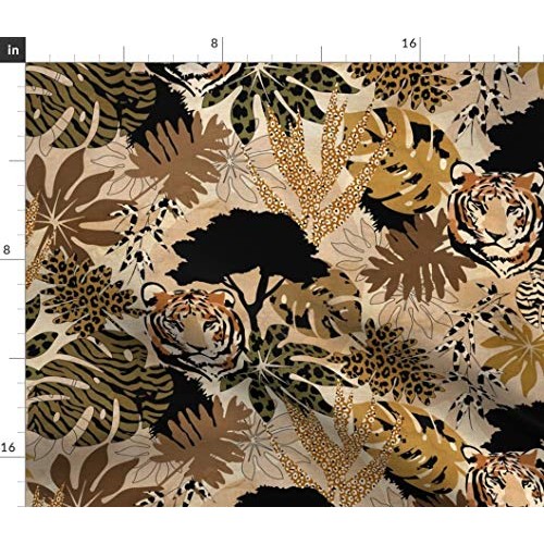 Spoonflower Fabric - Safari Camouflage Tiger Gold Africa Wild Zebr...