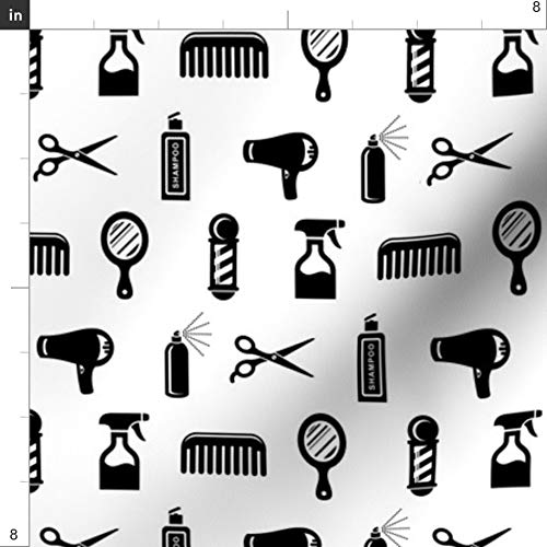 Spoonflower Fabric - Salon & Pattern Hair Scissors Black Printed o...