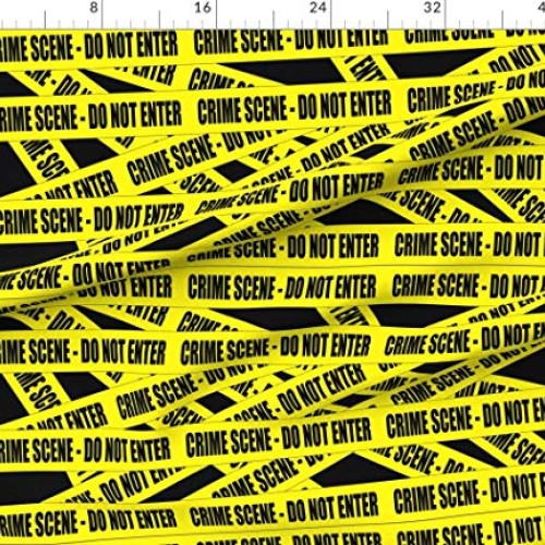 Spoonflower Fabric - Scene Out Tape Pop Art Caution Novelty Printe...
