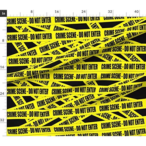 Spoonflower Fabric - Scene Out Tape Pop Art Caution Novelty Printe...