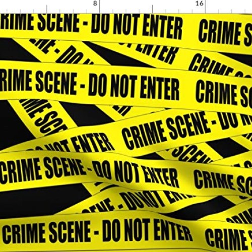 Spoonflower Fabric - Scene Out Tape Pop Art Caution Novelty Printe...