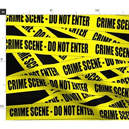 Spoonflower Fabric - Scene Out Tape Pop Art Caution Novelty Printe...