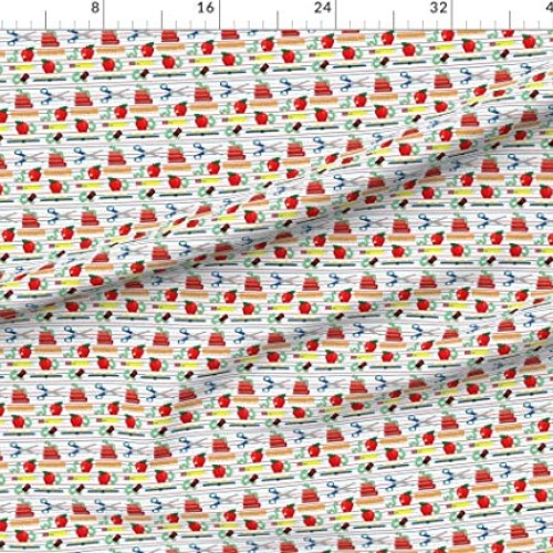 Spoonflower Fabric - School Kids Book Back Teacher Classroom Sciss...