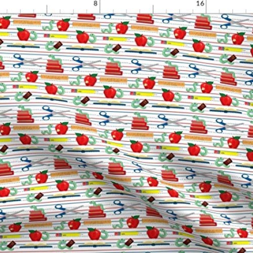 Spoonflower Fabric - School Kids Book Back Teacher Classroom Sciss...