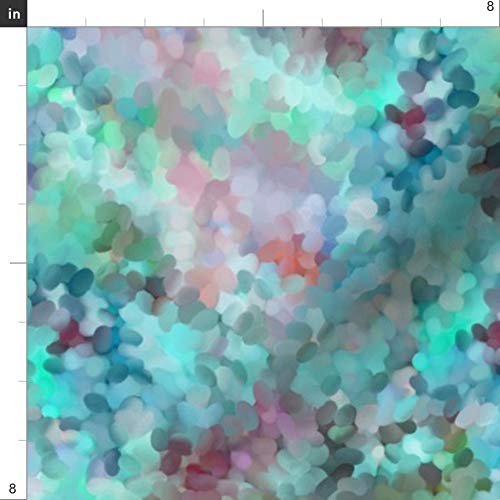 Spoonflower Fabric - Sea Glass Abstract Blues Greens & Seashell Oc...