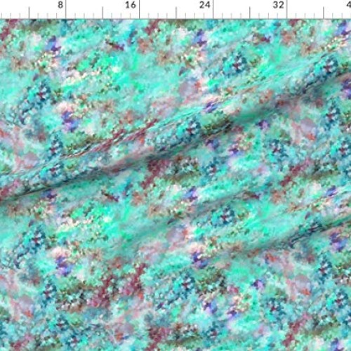 Spoonflower Fabric - Sea Glass Abstract Blues Greens & Seashell Oc...